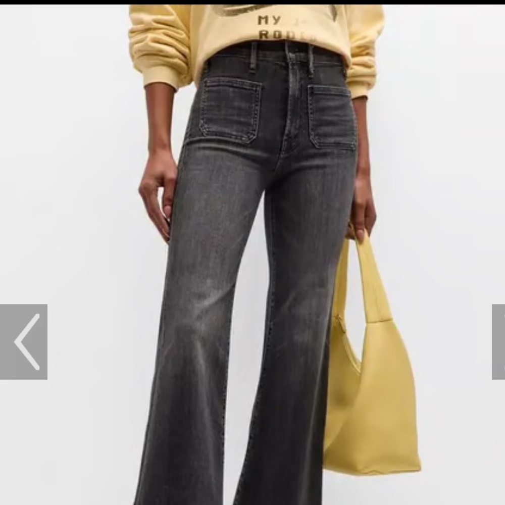 Mother Superior Patch Pocket Roller Flared Jeans Black